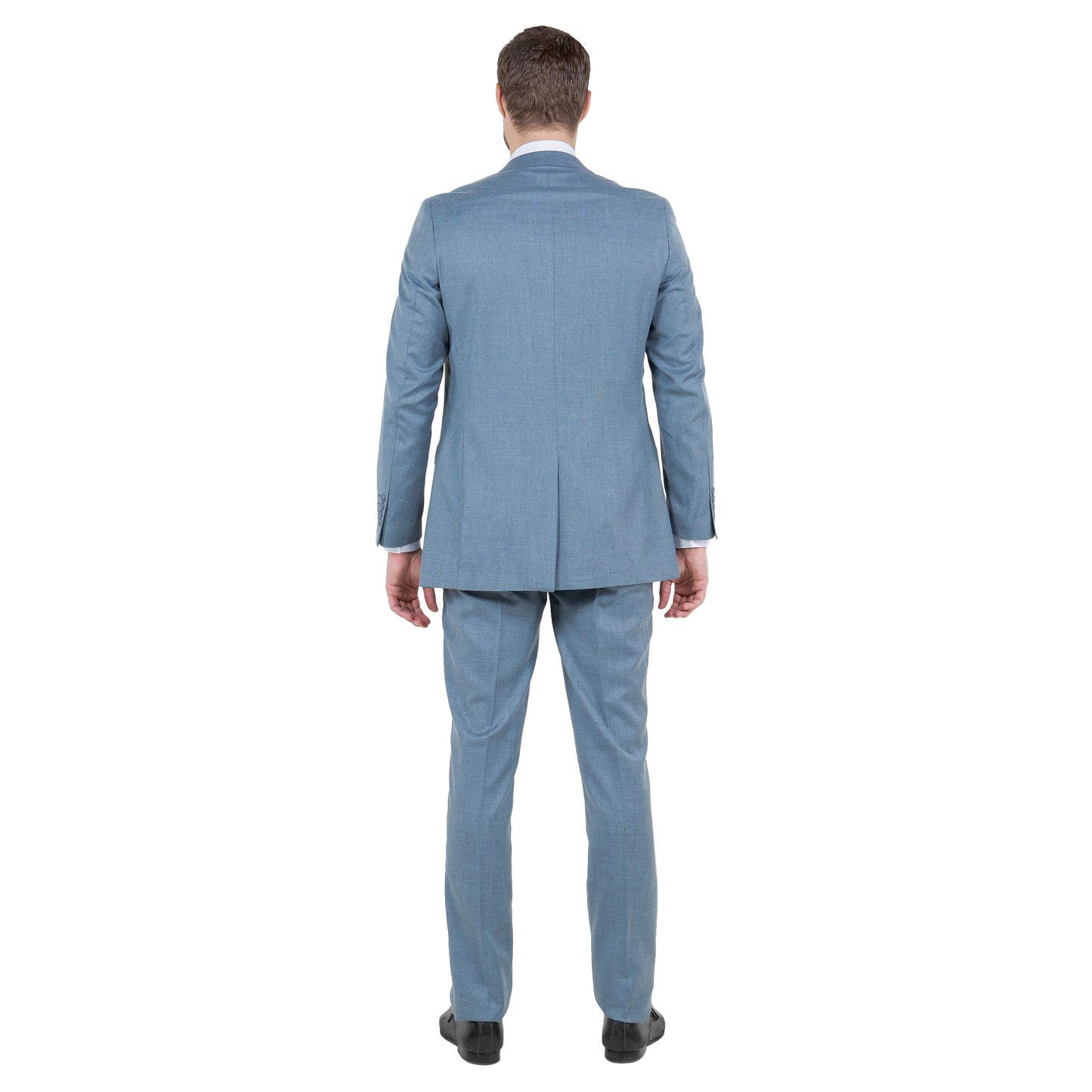 Smoke Blue Men's 2pc Sharkskin Suit Slim-Fit