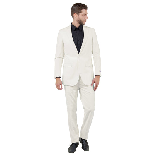 Off-White Solid 2-PC Slim Fit Performance Stretch Suits