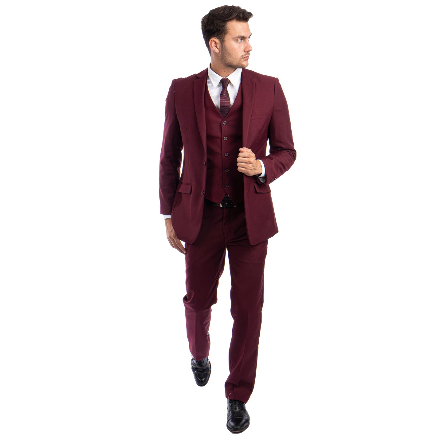 Men's 3pc Solid Suit, Notch Lapel