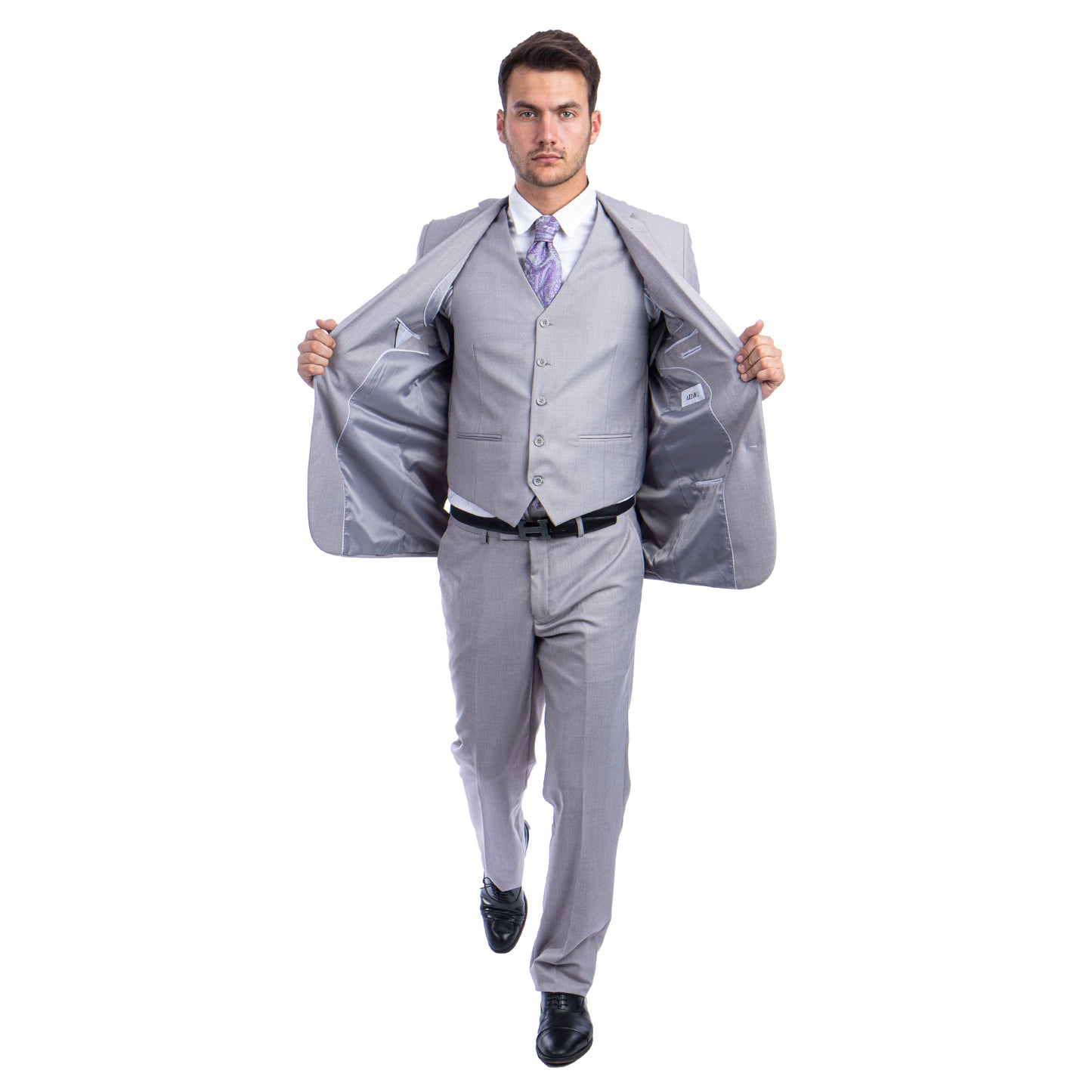 Men's 3pc Solid Suit, Notch Lapel