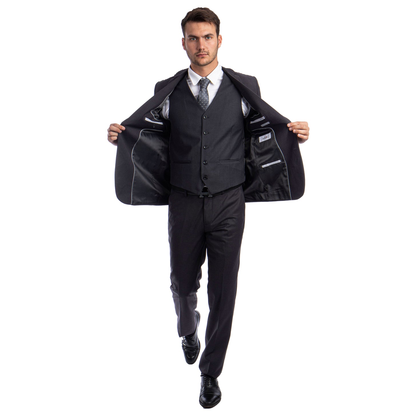 Men's 3pc Solid Suit, Notch Lapel