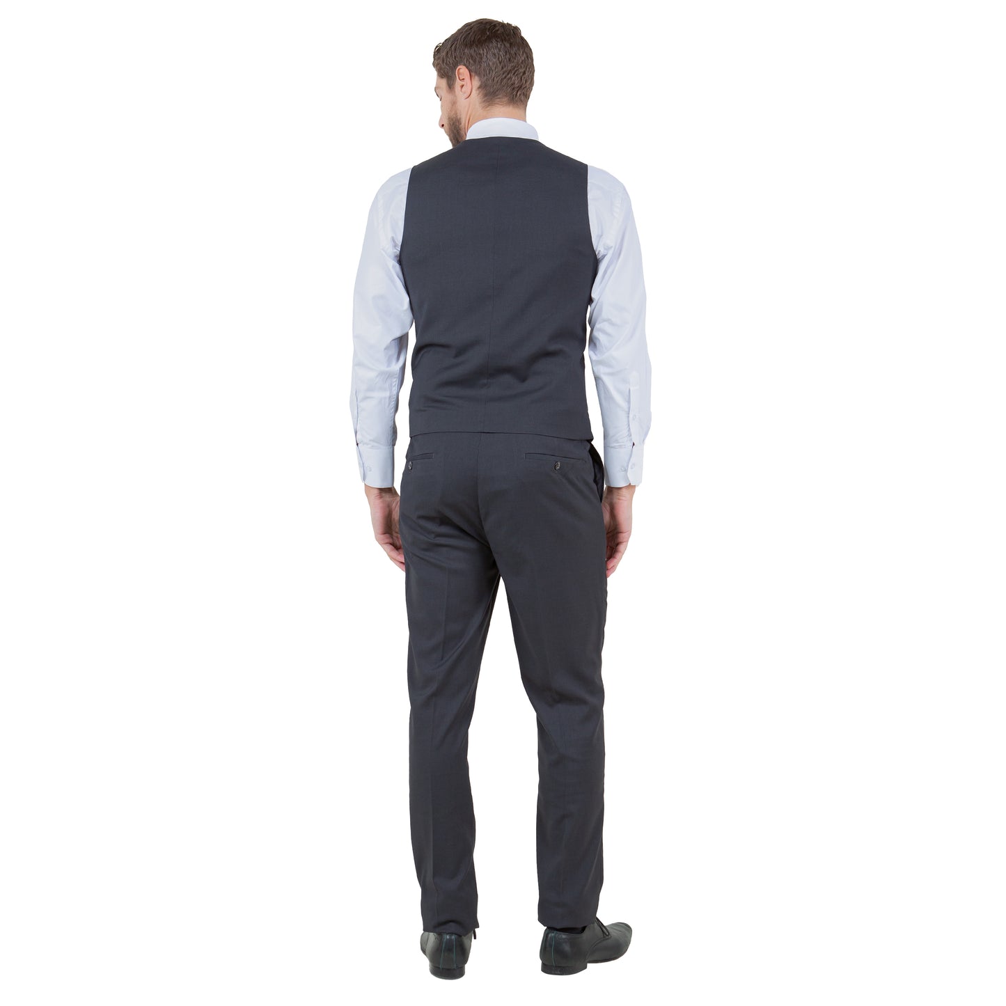 Dark Grey Men's Ultra Slim-Fit 3pc Suit w/ Expandable Waistband