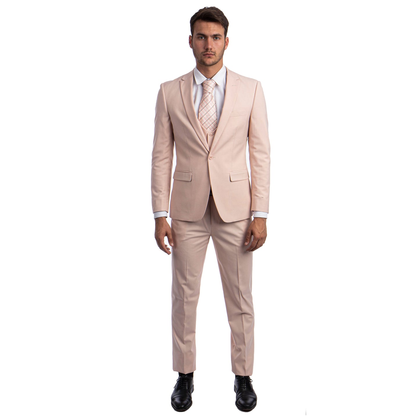 Blush Men's Ultra Slim-Fit 3pc Suit w/ Expandable Waistband