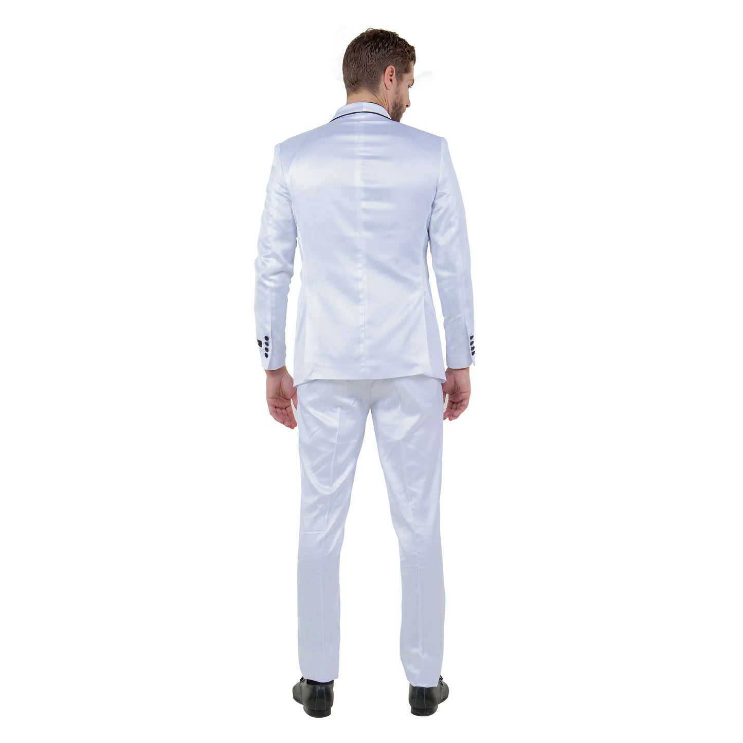 Mens 3pc Solid Satin Suit Set w/ Free Bowtie