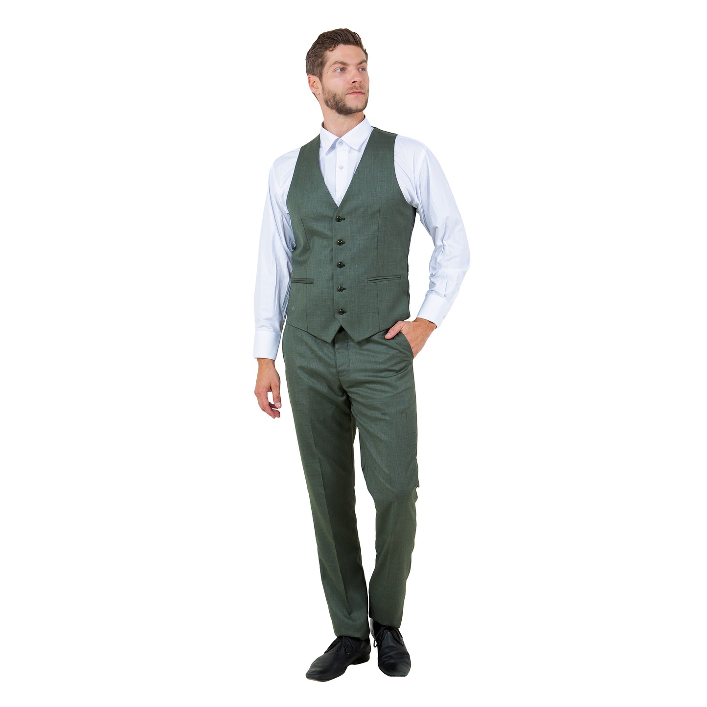 Men's Hybrid-Fit 3pc Sharkskin Suit w/ Expandable Waistband