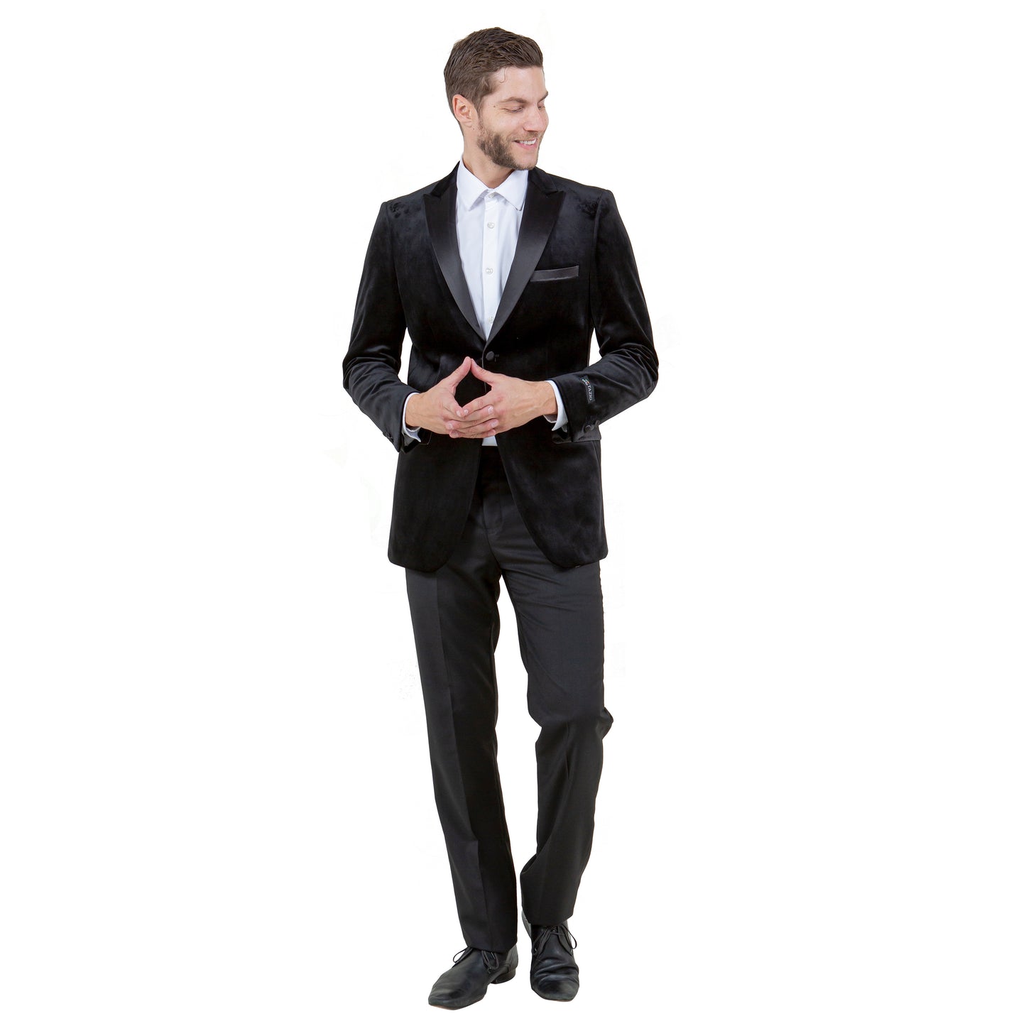Men's Modern Fit Velvet Blazer w/ Elbow Patch