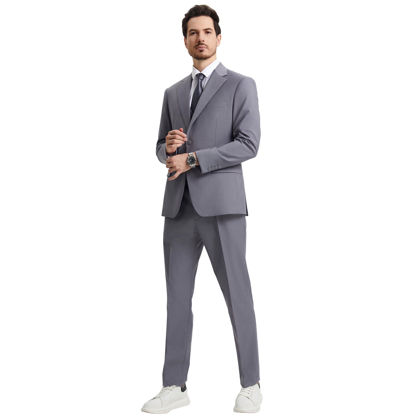 Men's Stacy Adams Hybrid-Fit 3pc Notch Lapel Suit Set, Jacket Vest and Pants