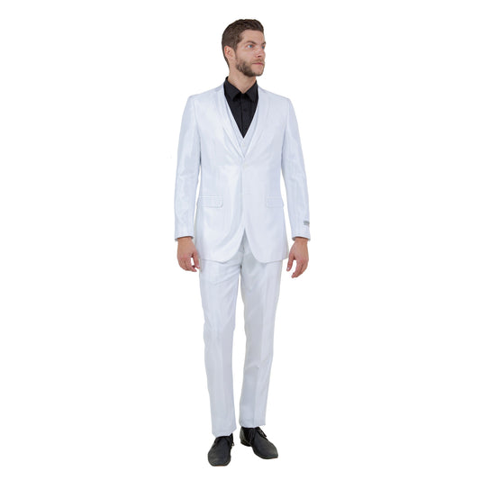 Dk. Taupe Men's Sharskin Slim-Fit 3-Piece Suit