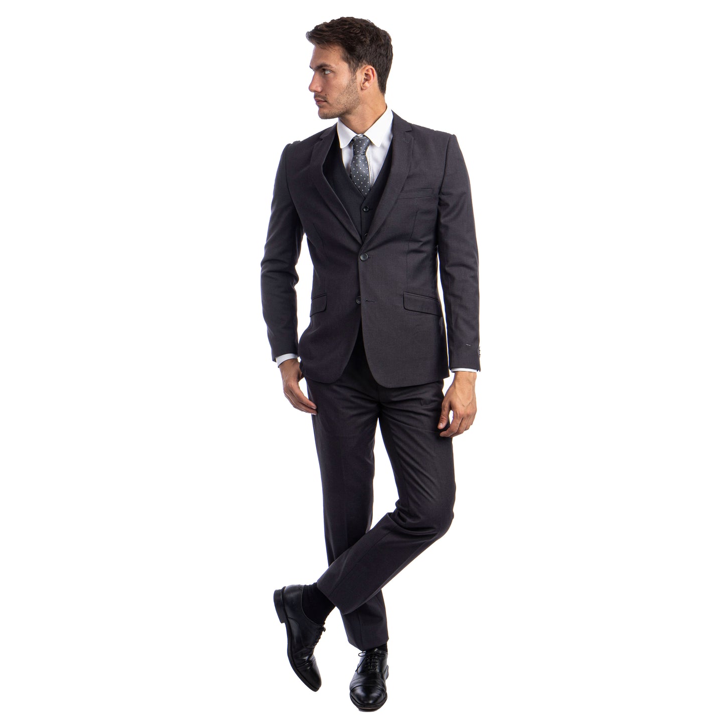 Men's 3pc Solid Suit, Notch Lapel
